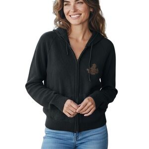 Disneyland Resort Paris Casual Wool Blend Mickey Full Zip Hoodie Medium Black